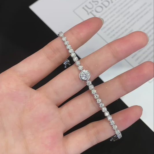 6.50tcw Round Lab Diamond Bezel Tennis Bracelet | DEF VVS–VS | IGI Certified | White Gold
