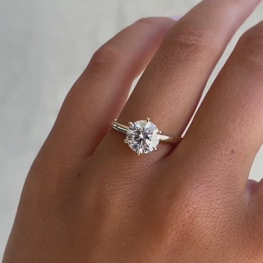 Modern 2.00ct round lab grown diamond engagement ring IGI certified six claw prong solitaire setting ethical diamond engagement wedding bridal jewelry ring
