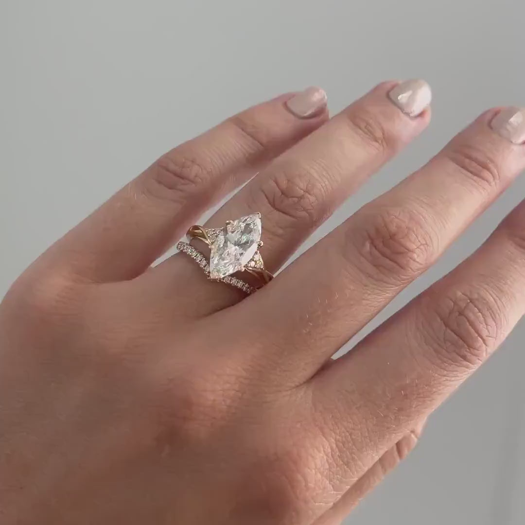 3.50 CT marquise cut lab grown diamond engagement ring IGI certified criss-cross band design bridal wedding ring luxury fine jewelry promise ring