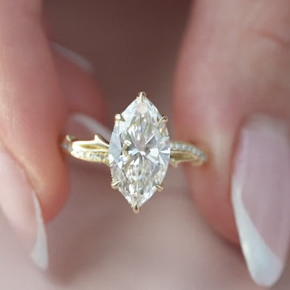 Marquise 2.50CT Lab Grown Diamond With Pave Twisted Band Engagement Ring Wedding Ring Diamond Ring for Her Anniversary Ring For Wife