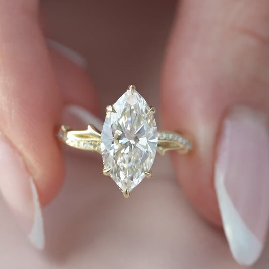 Marquise 2.50CT Lab Grown Diamond With Pave Twisted Band Engagement Ring Wedding Ring Diamond Ring for Her Anniversary Ring For Wife