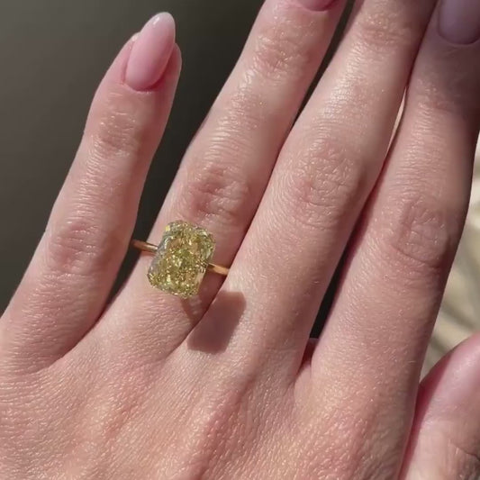 5.00 CT Fancy Yellow Radiant Lab Grown Diamond Engagement Ring | Solitaire Setting | IGI Certified