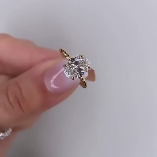 2.10TCW oval lab grown diamond engagement ring IGI certified hidden halo bridal wedding ring promise ring fine jewelry sustainable ethical luxury gift for her