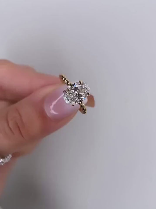 2.10TCW oval lab grown diamond engagement ring IGI certified hidden halo bridal wedding ring promise ring fine jewelry sustainable ethical luxury gift for her