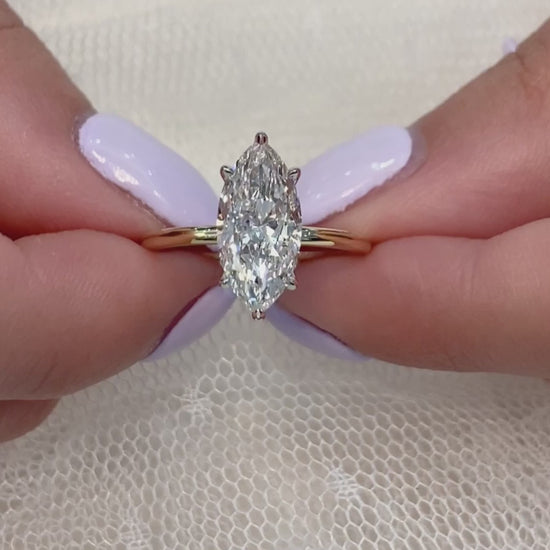 Luxury Marquise 2.00 CT Lab Grown Diamond Engagement Ring with Hidden Halo Solitaire IGI Certified, Wedding Ring, Bridal Ring, Promise Gift Jewelry
