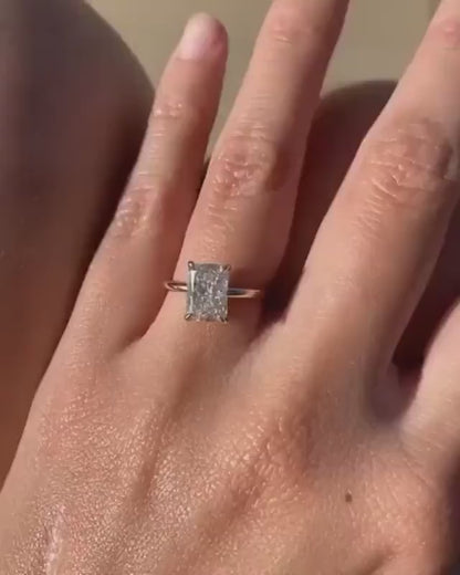 4.50ct Radiant Cut Solitaire Lab Grown Diamond Ring Engagement Ring and wedding Ring and Birthday Gift For Her/ Wife