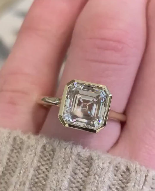 2.71ct Asscher Lab Grown Diamond Engagement Ring | Full Bezel Setting | IGI Certified