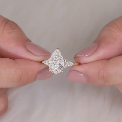 3.50 CT Pear Lab Grown Diamond Engagement Ring | Multi-Stone Ring | IGI Certified
