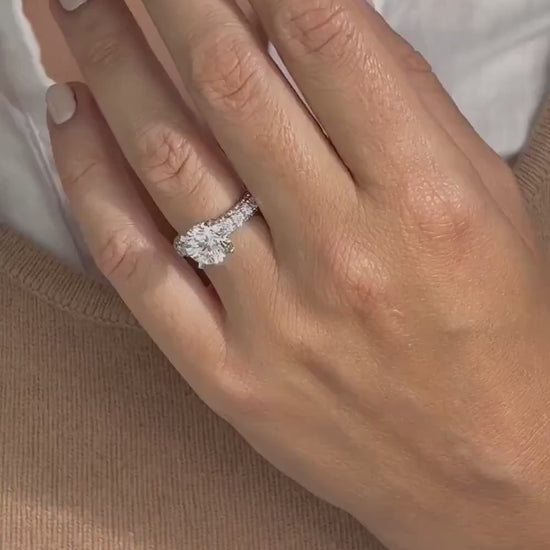 Round 4.80 TCW lab grown diamond IGI engagement ring 2.80 ct center hidden halo pavé band wedding ring bridal jewelry luxury gift for her wife
