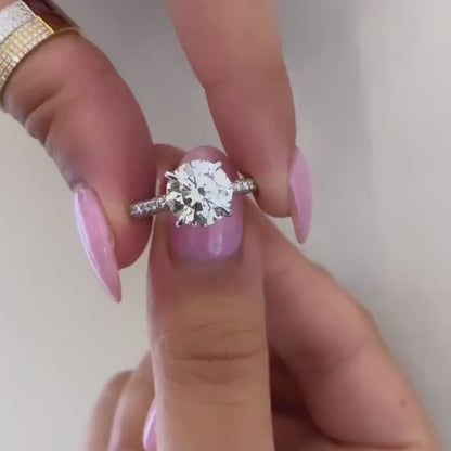 Round Lab Grown Diamond Engagement Ring | Hidden Halo Ring | IGI Certified