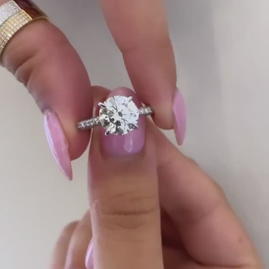2.20 CT Round Lab Grown Diamond Engagement Ring | Hidden Halo Ring | IGI Certified