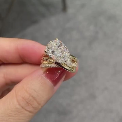 5.00 CT Pear Lab Grown Diamond Engagement Ring | Twist Style Ring | IGI Certified