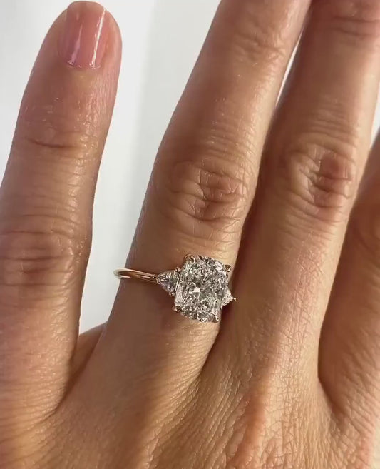 Cushion 3.00CT Lab Grown Diamond Cathedral Shank Engagement Ring Diamond Ring for Her Wedding Ring Lab Created Diamond Ring for Mother