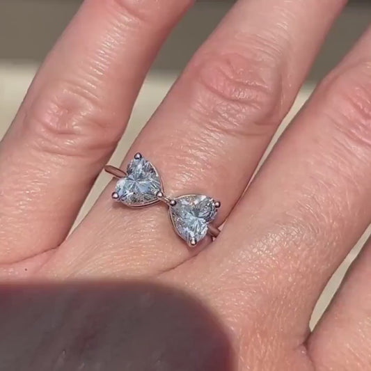 2.00TCW Heart Lab Grown Diamond Engagement Ring | Toi Et Moi Setting | IGI Certified