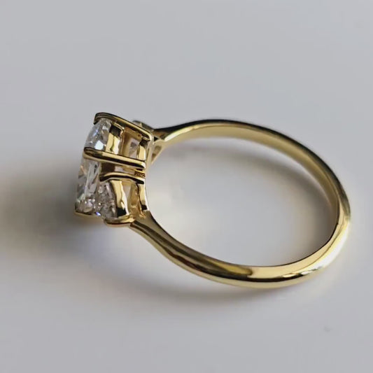 Radiant 4.5ct lab grown diamond engagement ring trillion side stones classic wedding promise ring anniversary gift for her elegant jewelry
