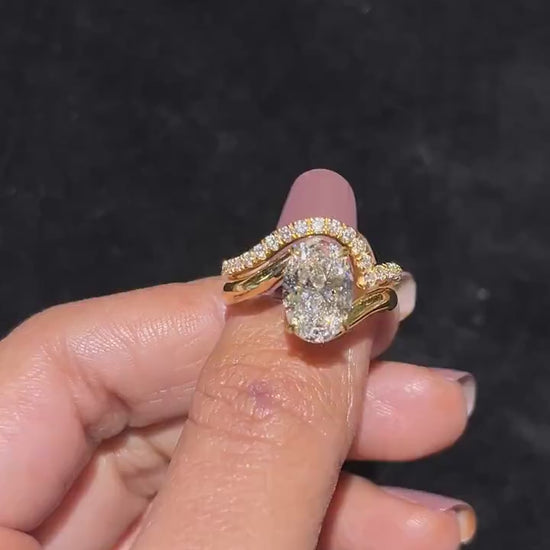 2.50 CT Oval Cut Lab Grown Diamond Engagement Ring IGI Certified Bypass Band Setting Ring, Bridal Wedding Jewelry Elegant Engagement Ring for Her