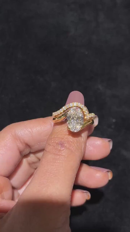 2.50 CT Oval Cut Lab Grown Diamond Engagement Ring IGI Certified Bypass Band Setting Ring, Bridal Wedding Jewelry Elegant Engagement Ring for Her