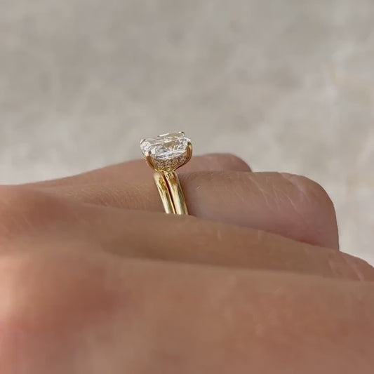 4.0ct Oval Cut Hidden Halo Lab Grown Diamond Ring Classic Minimalist Engagement Ring, Wedding Ring, Marriage Gift for Her/Women