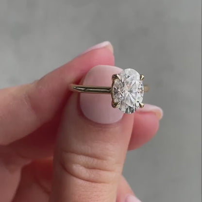 2.00CT Oval Lab Grown Diamond Engagement Ring | 4-Claw Cathedral Setting | IGI Certified