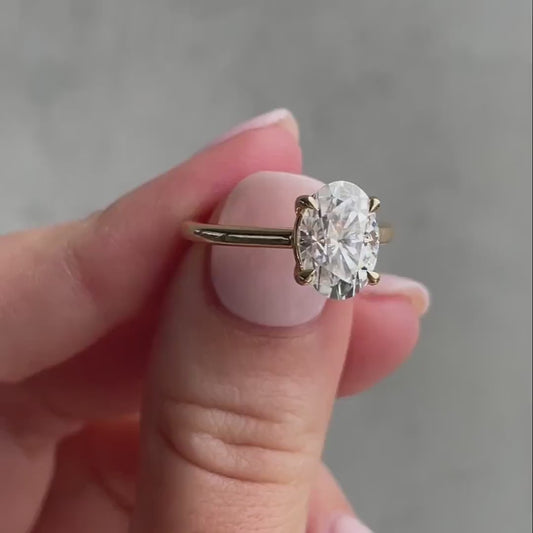 2.00TCW Oval Lab Grown Diamond Engagement Ring | 4-Claw Cathedral Setting | IGI Certified