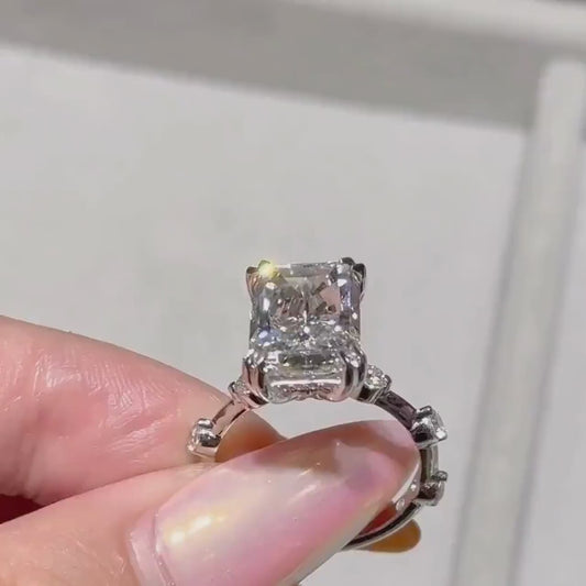 5.00 CT Radiant Lab Grown Diamond Engagement Ring | Hidden Halo Ring | IGI Certified