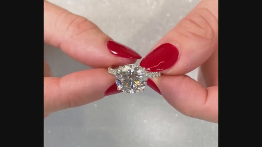 4.00 CT Round Lab Grown Diamond Engagement Ring | Hidden Halo Design | IGI Certified