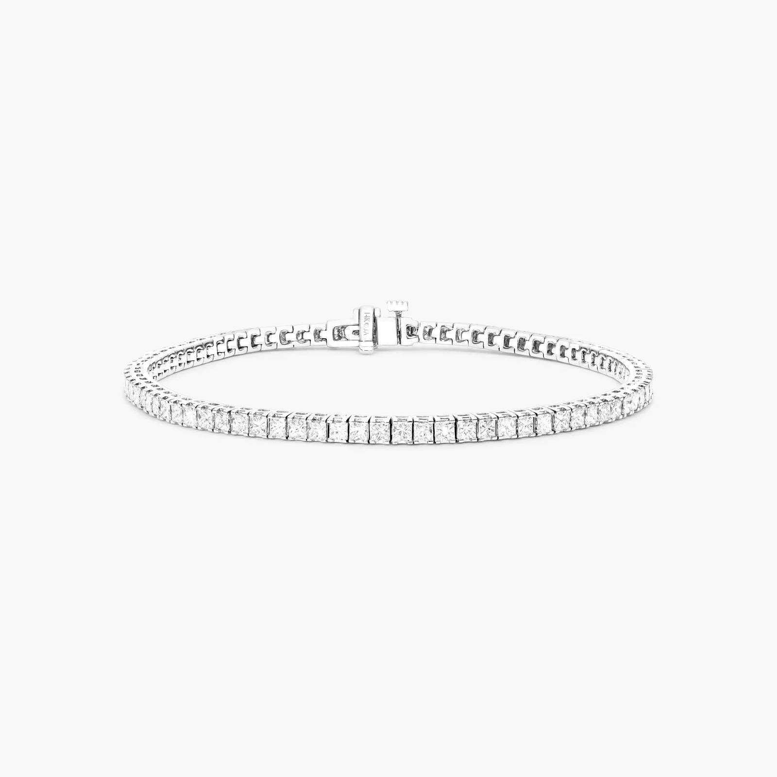 Princess Cut Lab Created Diamond Tennis Bracelet, EF Color, VS Clarity, IGI Certificate 