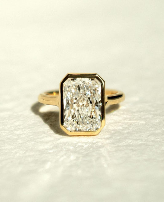 Radiant 2.50ct Lab Grown Diamond Full Bezel Engagement Ring, IGI Certified 