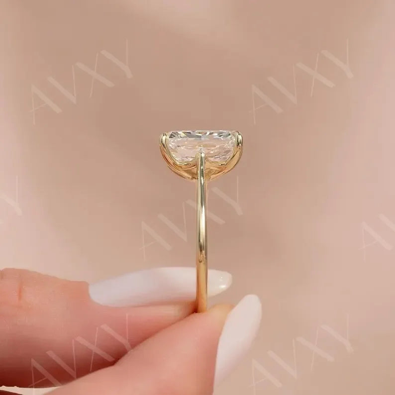 Radiant 4.00CT Lab Grown Diamond Ring for Engagement Solitaire Proposal Ring, Handcrafted Bridal Jewelry, Unique Wedding Gift for Wife

