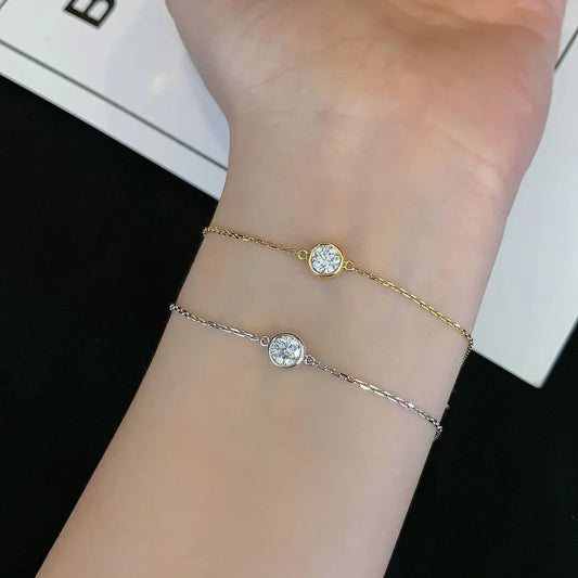 Round 1.00ct Lab Diamond Bezel Tennis Bracelet | D-E-F VVS-VS Clarity | IGI Certified | Gold Options 