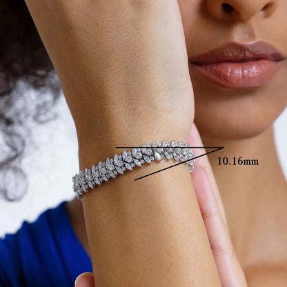 Round and Marquise 9.50tcw Lab Grown Diamond Elegant Tennis Bracelet, EF Color, VS Clarity, IGI Certified 