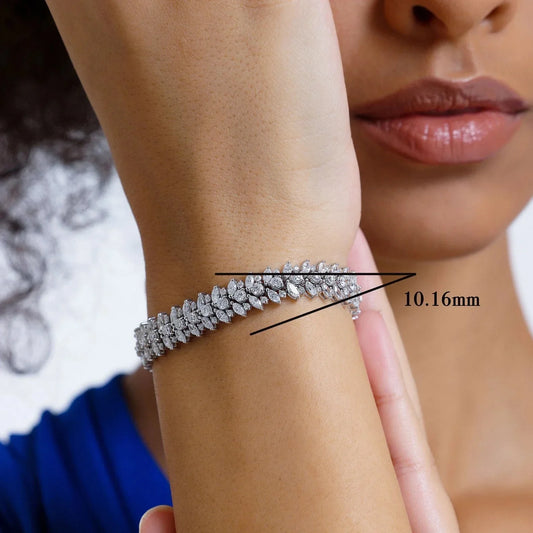 Round and Marquise 9.50tcw Lab Grown Diamond Elegant Tennis Bracelet, EF Color, VS Clarity, IGI Certified 