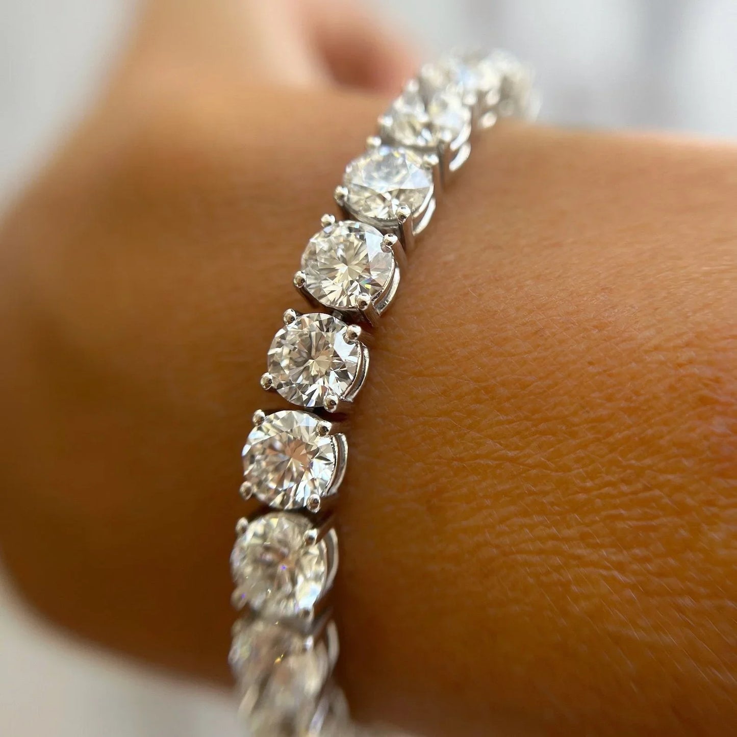 Round Lab Diamond Tennis Bracelet, EF Color, VS Clarity, IGI Certificate 