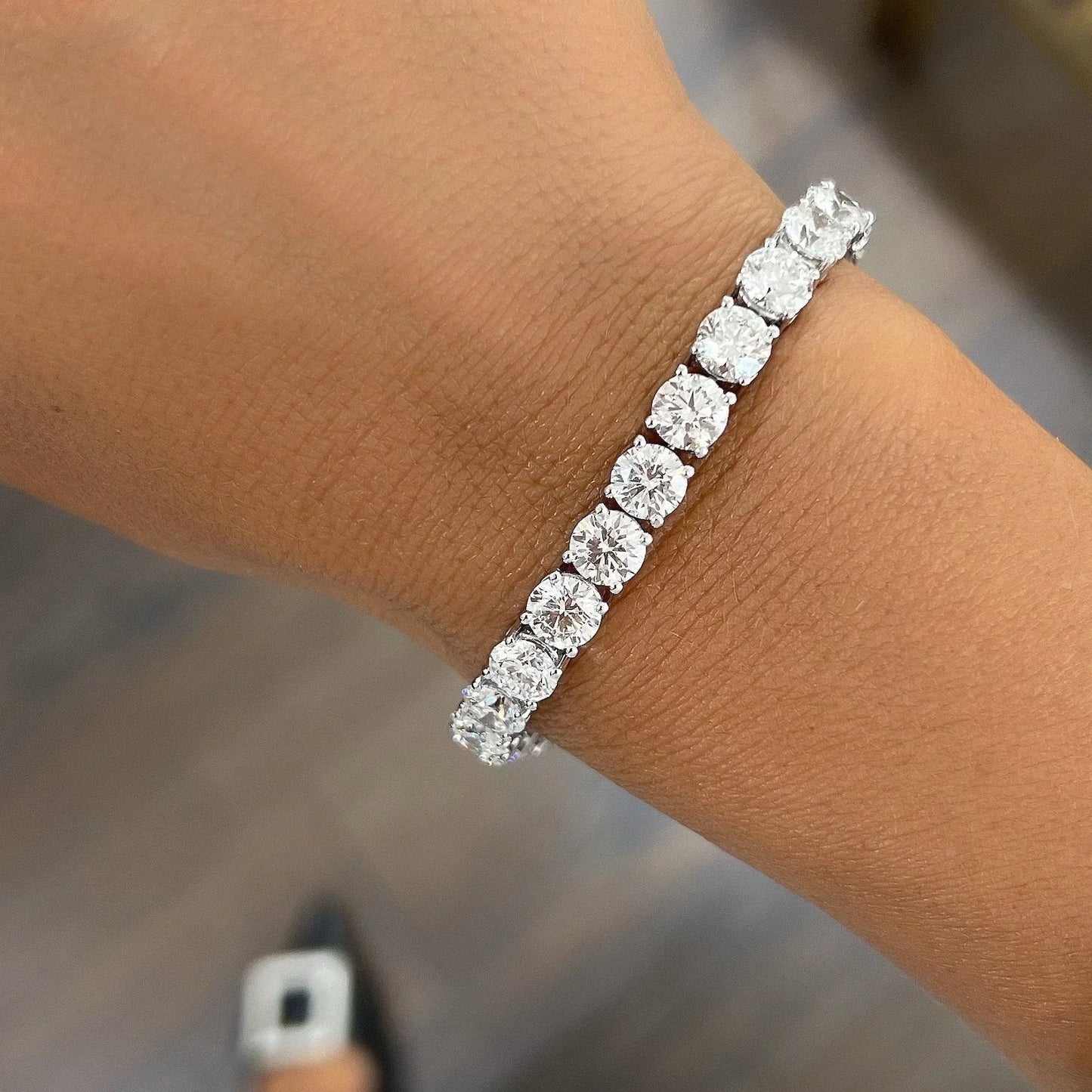Round Lab Diamond Tennis Bracelet, EF Color, VS Clarity, IGI Certificate 