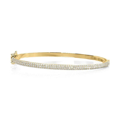 Round Lab-Grown Diamond 3 Row Bombe Bangle, EF Color, VS Clarity, IGI Certified 