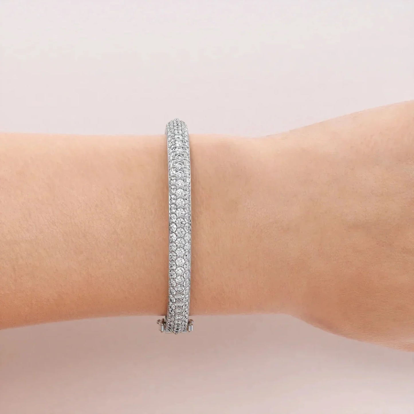 Round Lab-Grown Diamond 3 Row Bombe Bangle, EF Color, VS Clarity, IGI Certified 