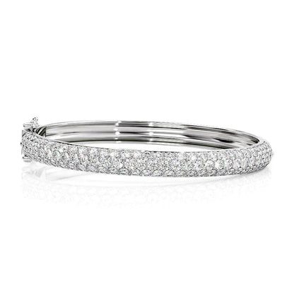 Round Lab-Grown Diamond 3 Row Bombe Bangle, EF Color, VS Clarity, IGI Certified 
