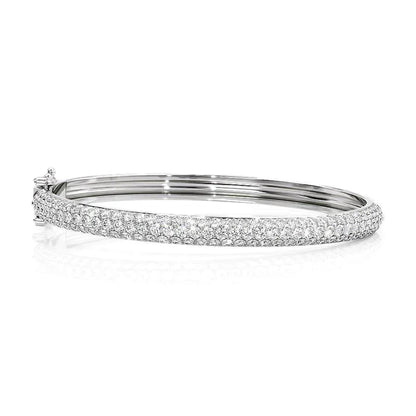 Round Lab-Grown Diamond 3 Row Bombe Bangle, EF Color, VS Clarity, IGI Certified 