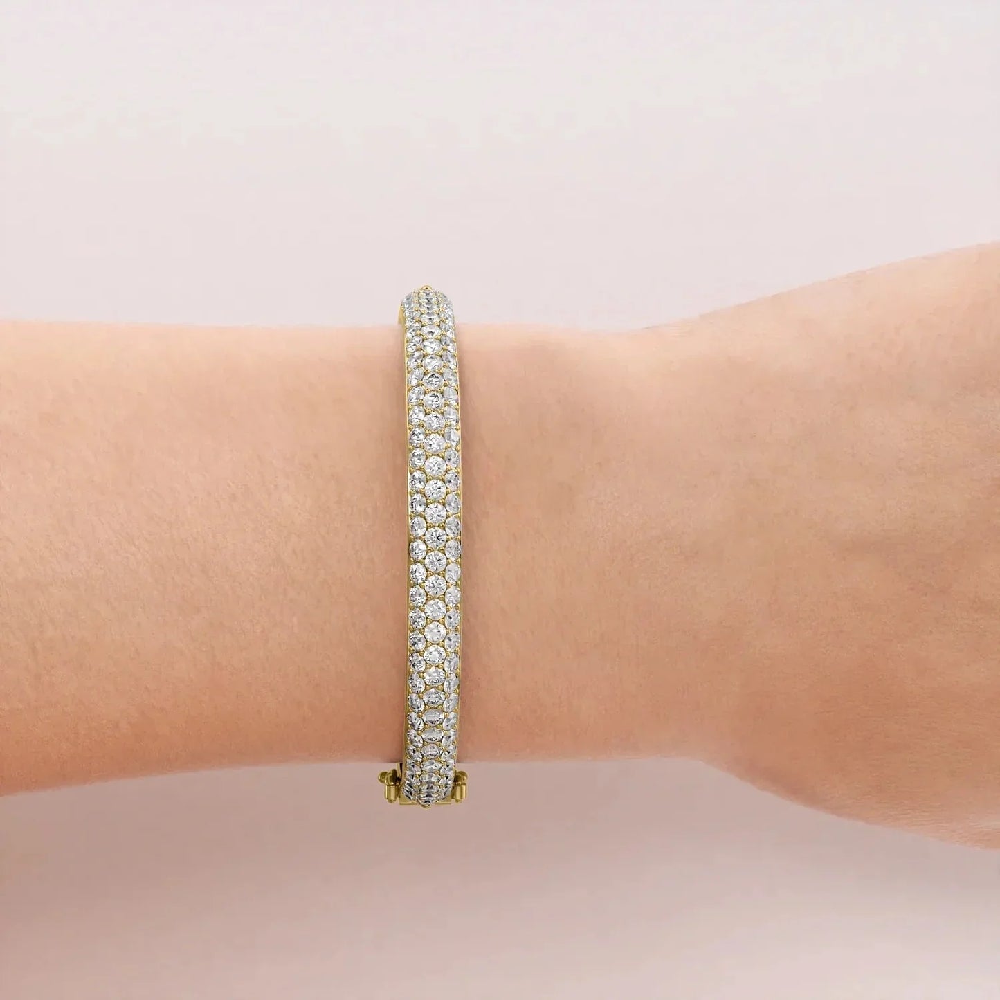 Round Lab-Grown Diamond 3 Row Bombe Bangle, EF Color, VS Clarity, IGI Certified 