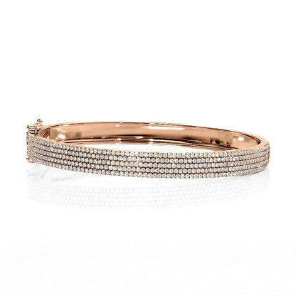 Round Lab Grown Diamond 5 Row Pave Bangle, EF Color, VS Clarity, IGI Certified 