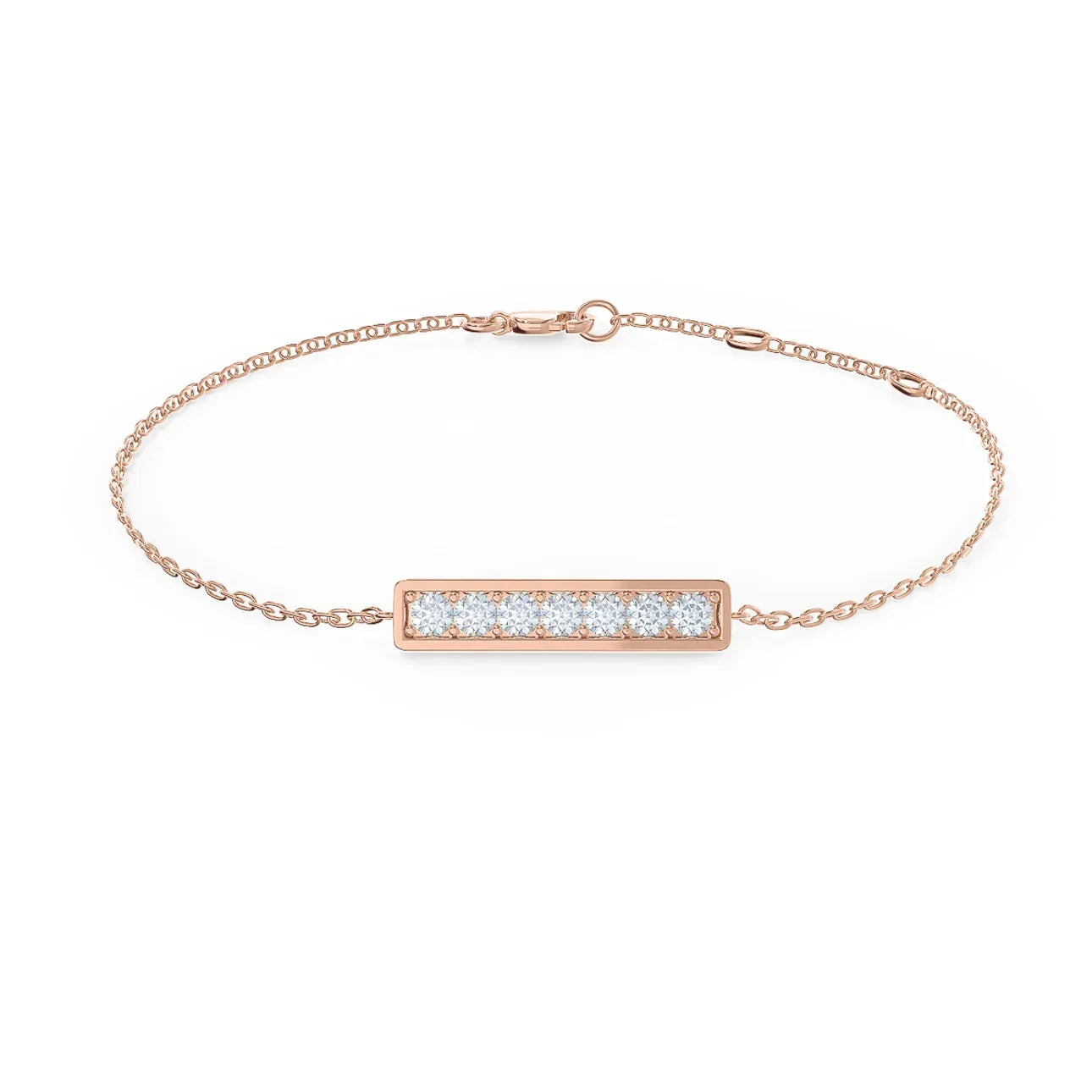 Round Lab Grown Diamond Bar Bracelet, EF Color, VS Clarity, IGI Certified 