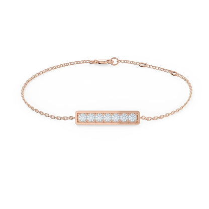 Round Lab Grown Diamond Bar Bracelet, EF Color, VS Clarity, IGI Certified 