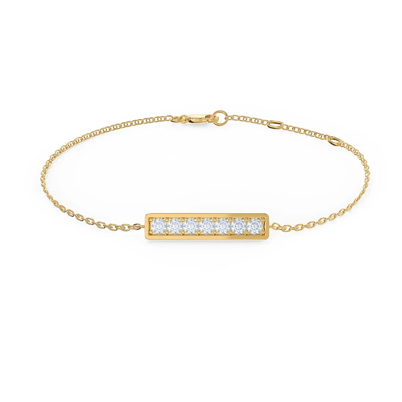 Round Lab Grown Diamond Bar Bracelet, EF Color, VS Clarity, IGI Certified 