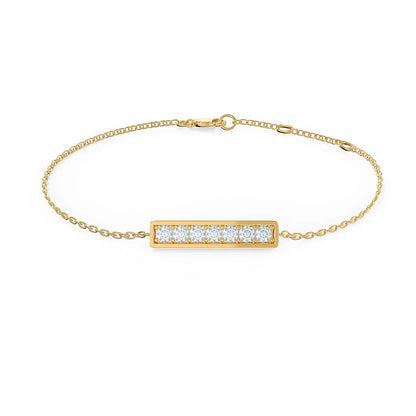 Round Lab Grown Diamond Bar Bracelet, EF Color, VS Clarity, IGI Certified 