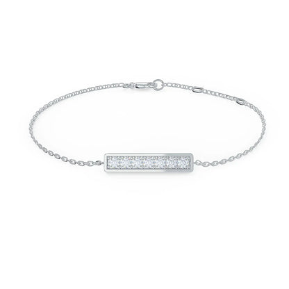 Round Lab Grown Diamond Bar Bracelet, EF Color, VS Clarity, IGI Certified 