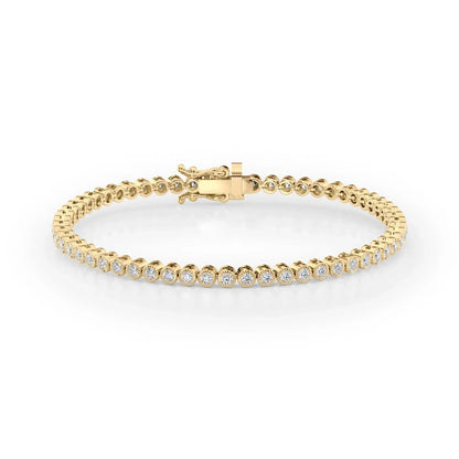 Round Lab Grown Diamond Beaded Bezel Tennis Bracelet, EF Color, VS Clarity, IGI Certified 