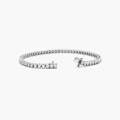 Round Lab Grown Diamond Bezel Tennis Bracelet, EF Color, VS Clarity, IGI Certified 