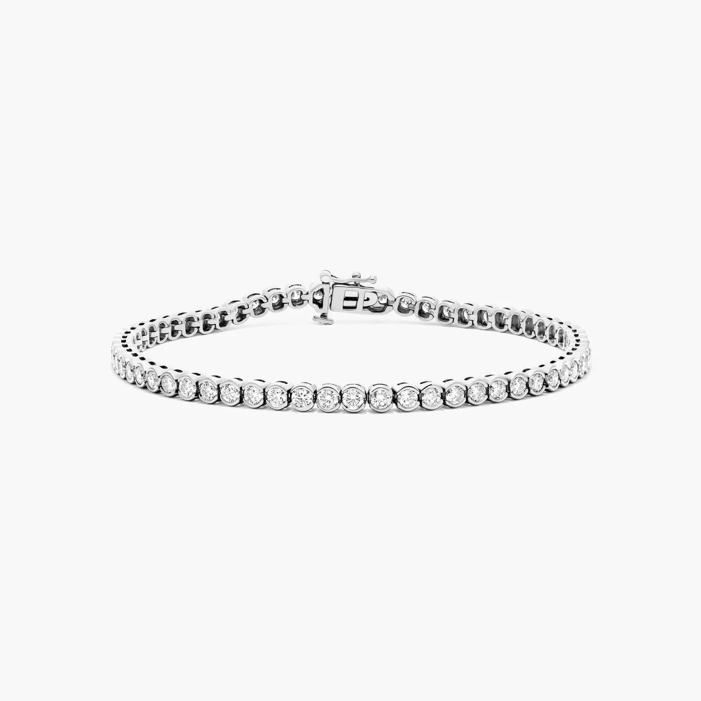 Round Lab Grown Diamond Bezel Tennis Bracelet, EF Color, VS Clarity, IGI Certified 