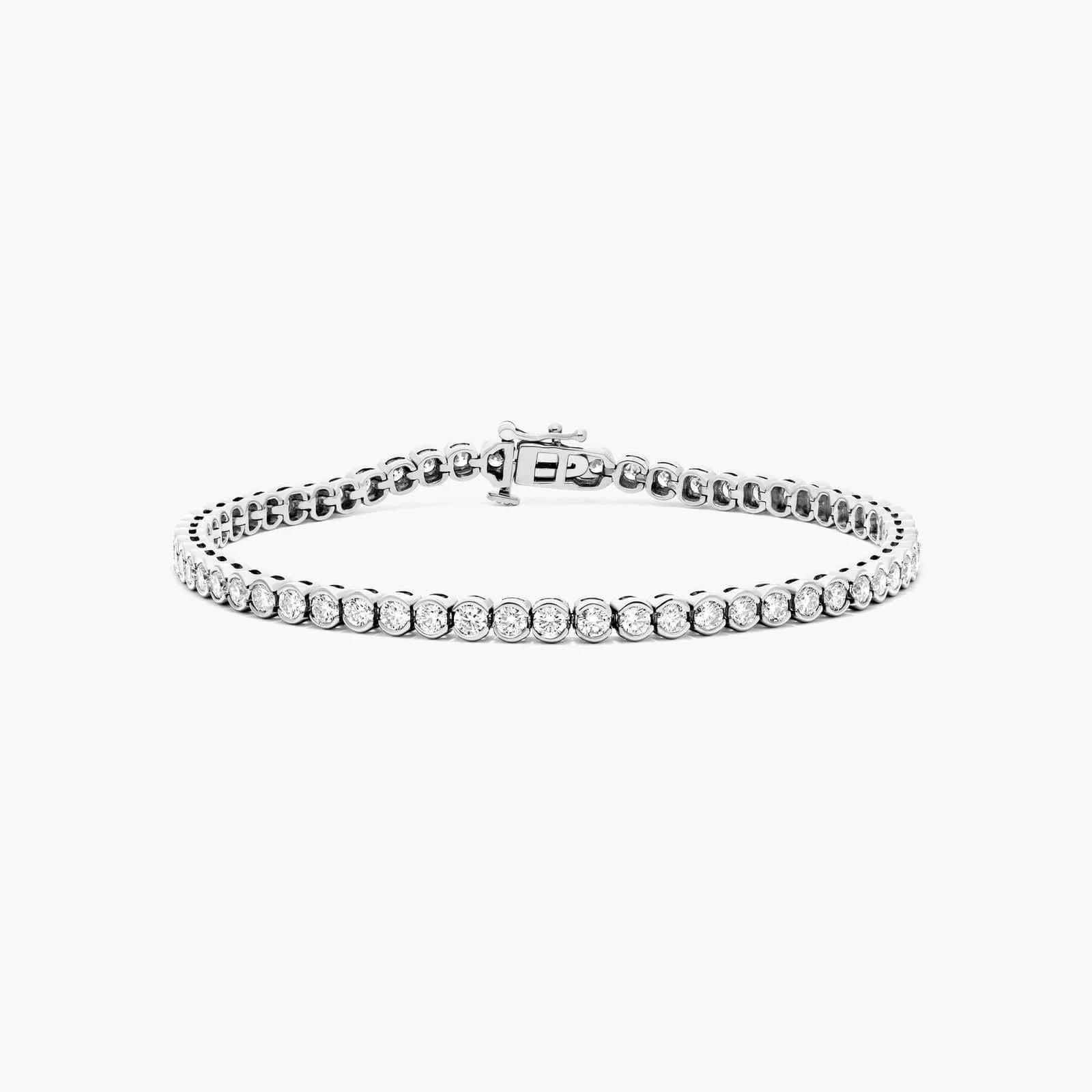 Round Lab Grown Diamond Bezel Tennis Bracelet, EF Color, VS Clarity, IGI Certified 