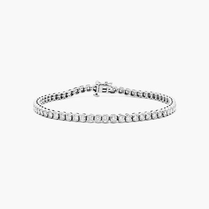 Round Lab Grown Diamond Bezel Tennis Bracelet, EF Color, VS Clarity, IGI Certified 